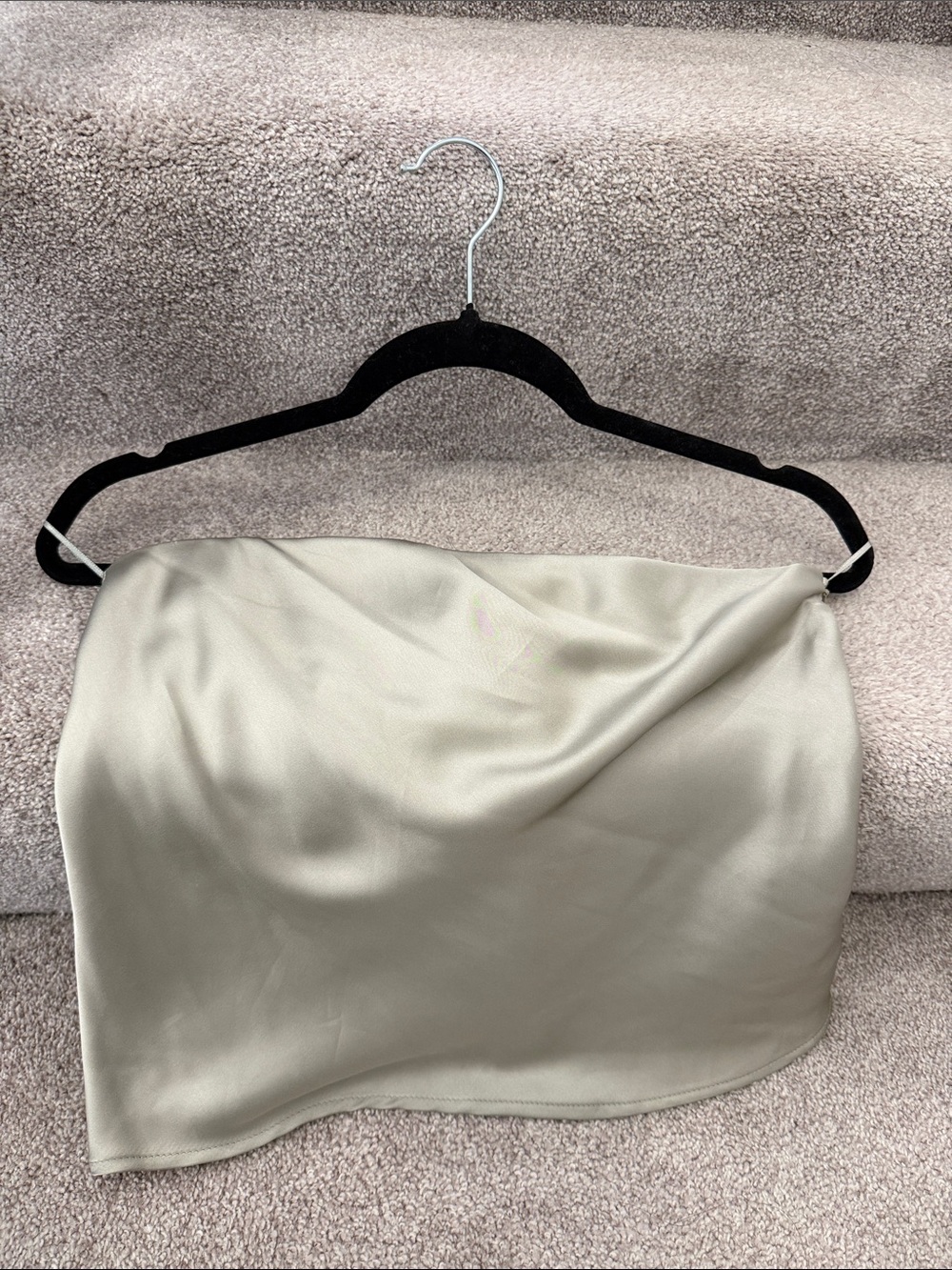 Zara Sage Green Satin Strapless Bandeau